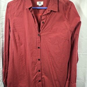 Old Navy Red and Black Check Button-Down Shirt